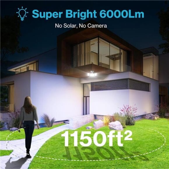 65W Motion Sensor Outdoor Lights, 6000lm Flood Lights Outdoor Motion Sensor - Picture 2 of 7